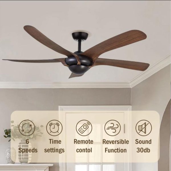 Quạt Trần Nhựa Giả Gỗ 5 Cánh Nhẹ Êm, Đẹp Chuẩn Decor Phòng Ngủ Sang Trọng