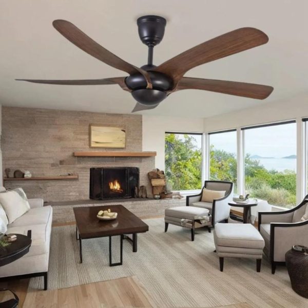 Quạt Trần Nhựa Giả Gỗ 5 Cánh Nhẹ Êm, Đẹp Chuẩn Decor Phòng Ngủ Sang Trọng
