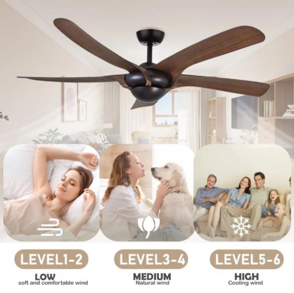 Quạt Trần Nhựa Giả Gỗ 5 Cánh Nhẹ Êm, Đẹp Chuẩn Decor Phòng Ngủ Sang Trọng