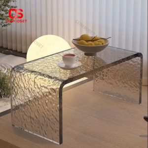 Bàn Cafe Chữ C Bằng Acrylic Trong Suốt Vân Nổi Decor Studio, Phòng Khách, Quán Cafe