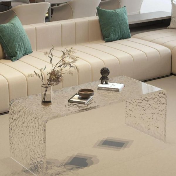 Bàn Cafe Chữ C Bằng Acrylic Trong Suốt Vân Nổi Decor Studio, Phòng Khách, Quán Cafe