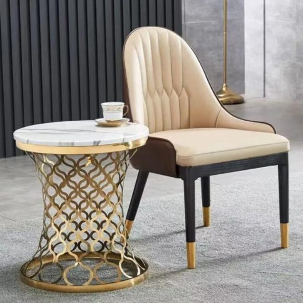 Bàn Trà Tròn Mặt Đá, Chân Thép Cắt CNC Đẹp Mắt, Kiểu Dáng Hiện Đại Phong Cách Luxury