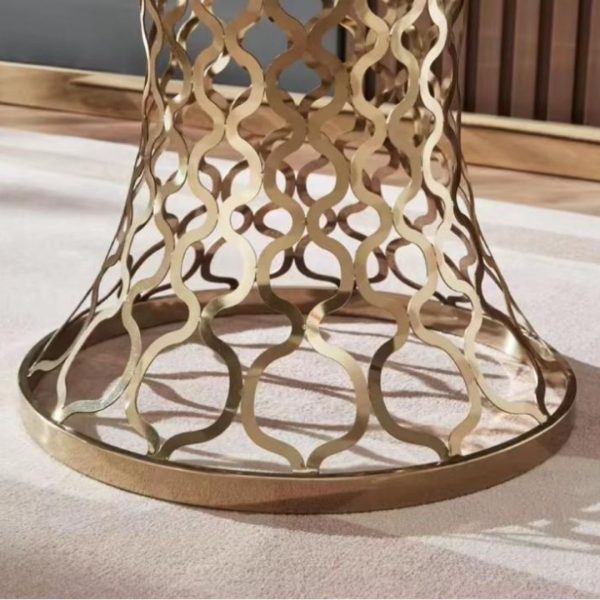 Bàn Trà Tròn Mặt Đá, Chân Thép Cắt CNC Đẹp Mắt, Kiểu Dáng Hiện Đại Phong Cách Luxury