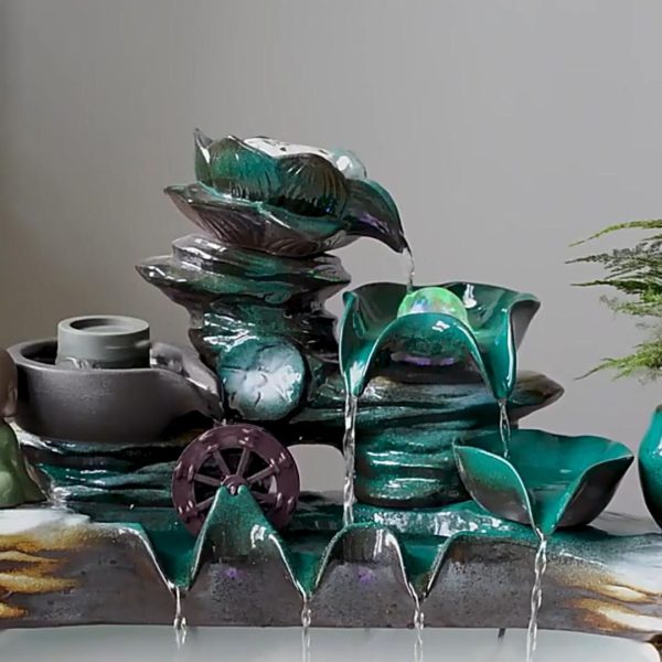 Đài Thác Nước Chảy Tuần Hoàn Làm Đồ Trang Trí Phong Thuỷ, Mang Lại May Mắn, Tài Lộc, Quà Tặng Tân Gia