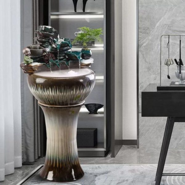 Đài Thác Nước Chảy Tuần Hoàn Làm Đồ Trang Trí Phong Thuỷ, Mang Lại May Mắn, Tài Lộc, Quà Tặng Tân Gia