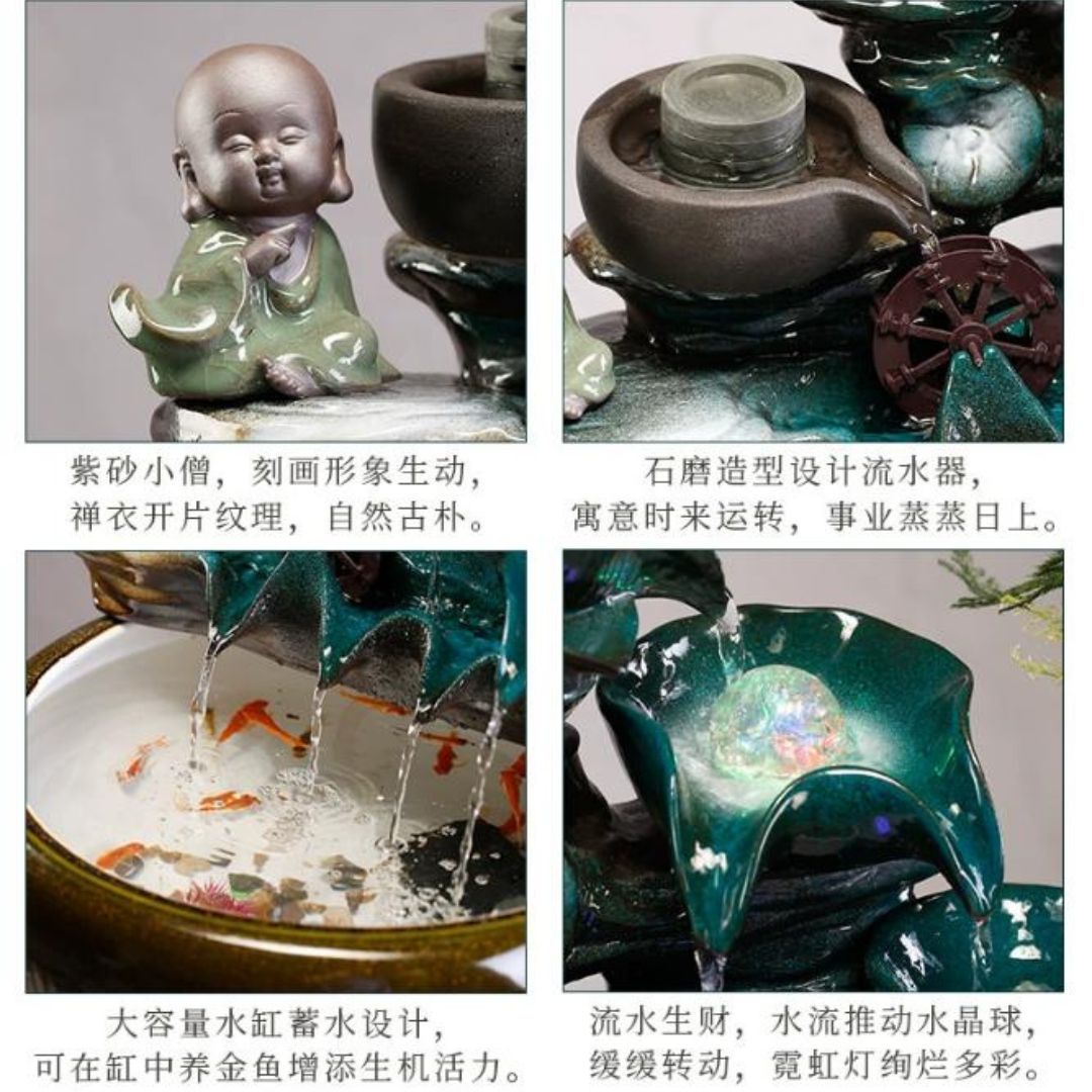 Đài Thác Nước Chảy Tuần Hoàn Làm Đồ Trang Trí Phong Thuỷ, Mang Lại May Mắn, Tài Lộc, Quà Tặng Tân Gia