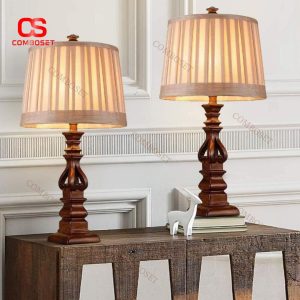 Đèn Bàn Chụp Vải Lanh Cổ Điển Decor Đầu Giường Ngủ, Đọc Sách Phong Cách Tối Giản