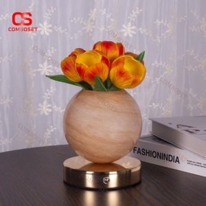 Đèn Bàn Hành Tinh Hoa Tulip 3 Chế Độ Sáng, Công Tắc Cảm Ứng, Cổng Sạc USB Hiện Đại