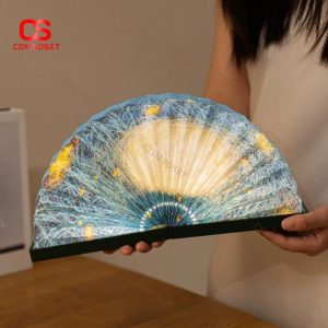 Đèn Bàn Hình Quạt Gấp Gọn Sáng Tạo, Làm Quà Tặng Sinh Nhật, Decor Phòng Ngủ