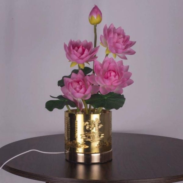 Đèn Bàn Hoa Sen Nhiều Màu Trang Trí Trước Tượng Phật, Chiếu Sáng Bàn Thờ Cúng Tổ Tiên