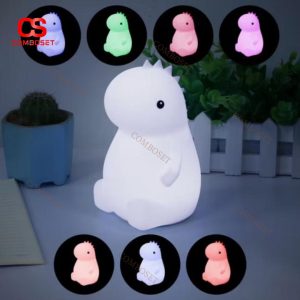 Đèn Bàn Khủng Long Nhỏ Silicon Cảm Ứng Chuyển Đổi Nhiều Màu Sáng Làm Quà Tặng Sinh Nhật