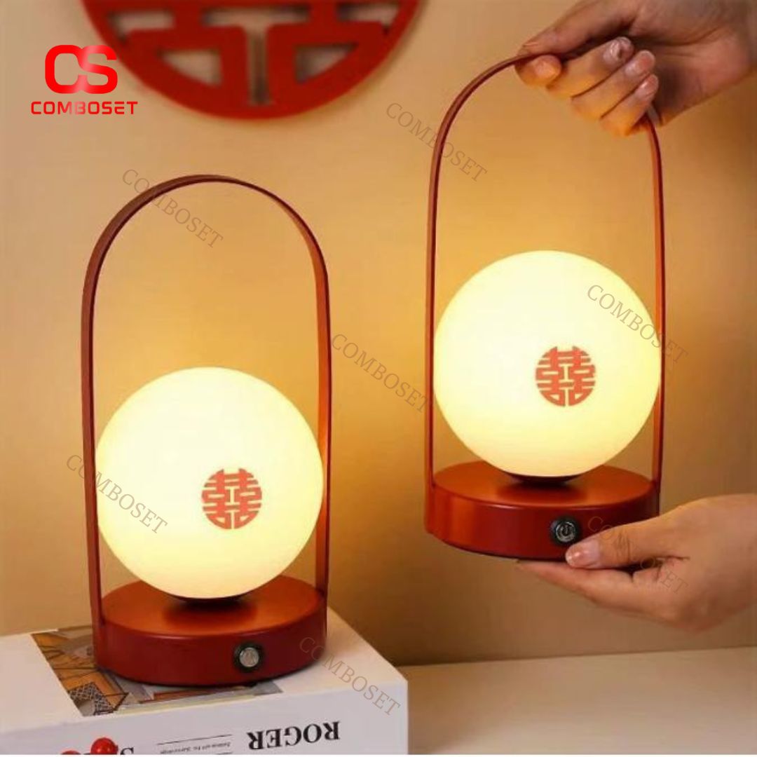 Đèn Bàn Ngủ Màu Đỏ 3 Chế Độ Sáng Decor Phòng Tân Hôn, Quà Cưới, Phong Thuỷ Nội Thất