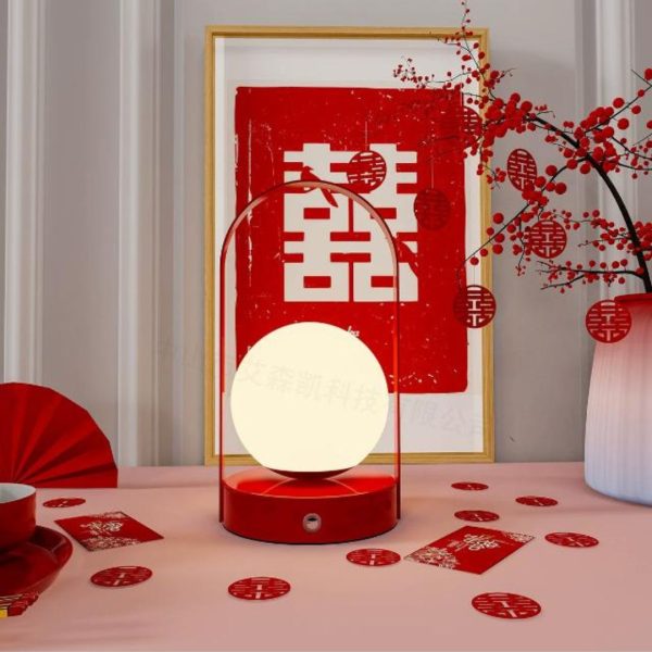 Đèn Bàn Ngủ Màu Đỏ 3 Chế Độ Sáng Decor Phòng Tân Hôn, Quà Cưới, Phong Thuỷ Nội Thất