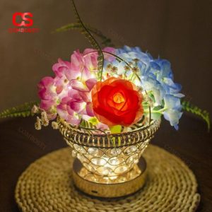 Đèn Bàn Pha Lê Hoa Giấy Decor Bàn Tiệc Cưới, Có 3 Chế Độ Sáng, Công Tắc Cảm Ứng, Sạc USB Hiện Đại