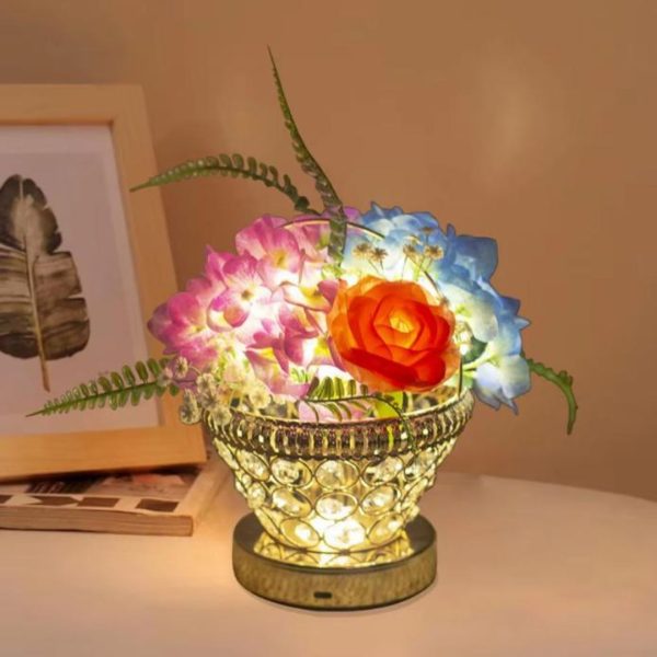 Đèn Bàn Pha Lê Hoa Giấy Decor Bàn Tiệc Cưới, Có 3 Chế Độ Sáng, Công Tắc Cảm Ứng, Sạc USB Hiện Đại