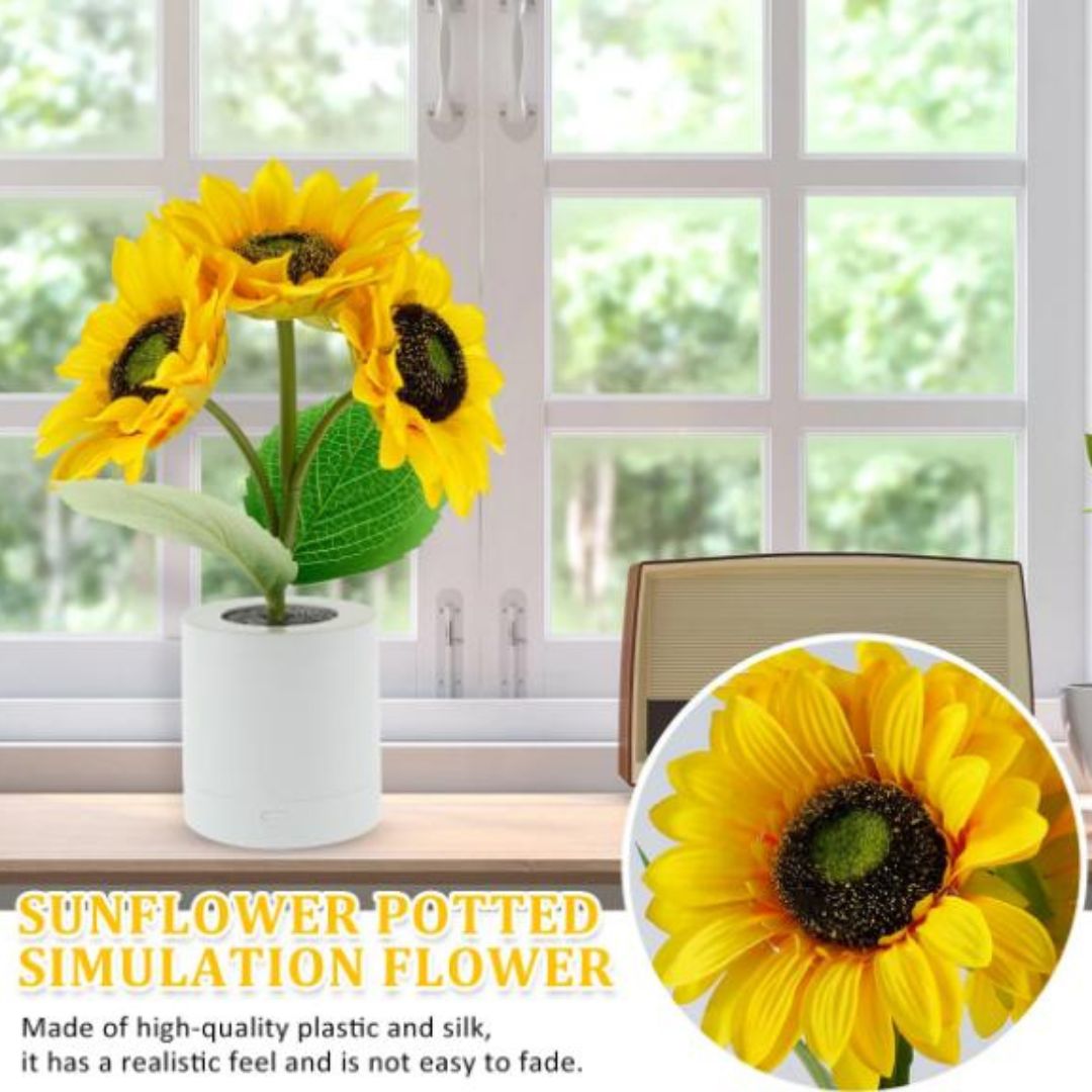 Đèn Chậu Hoa Hướng Dương Decor Phòng Ngủ, Tiệc Tùng, Quà Tặng Cho Người Thân