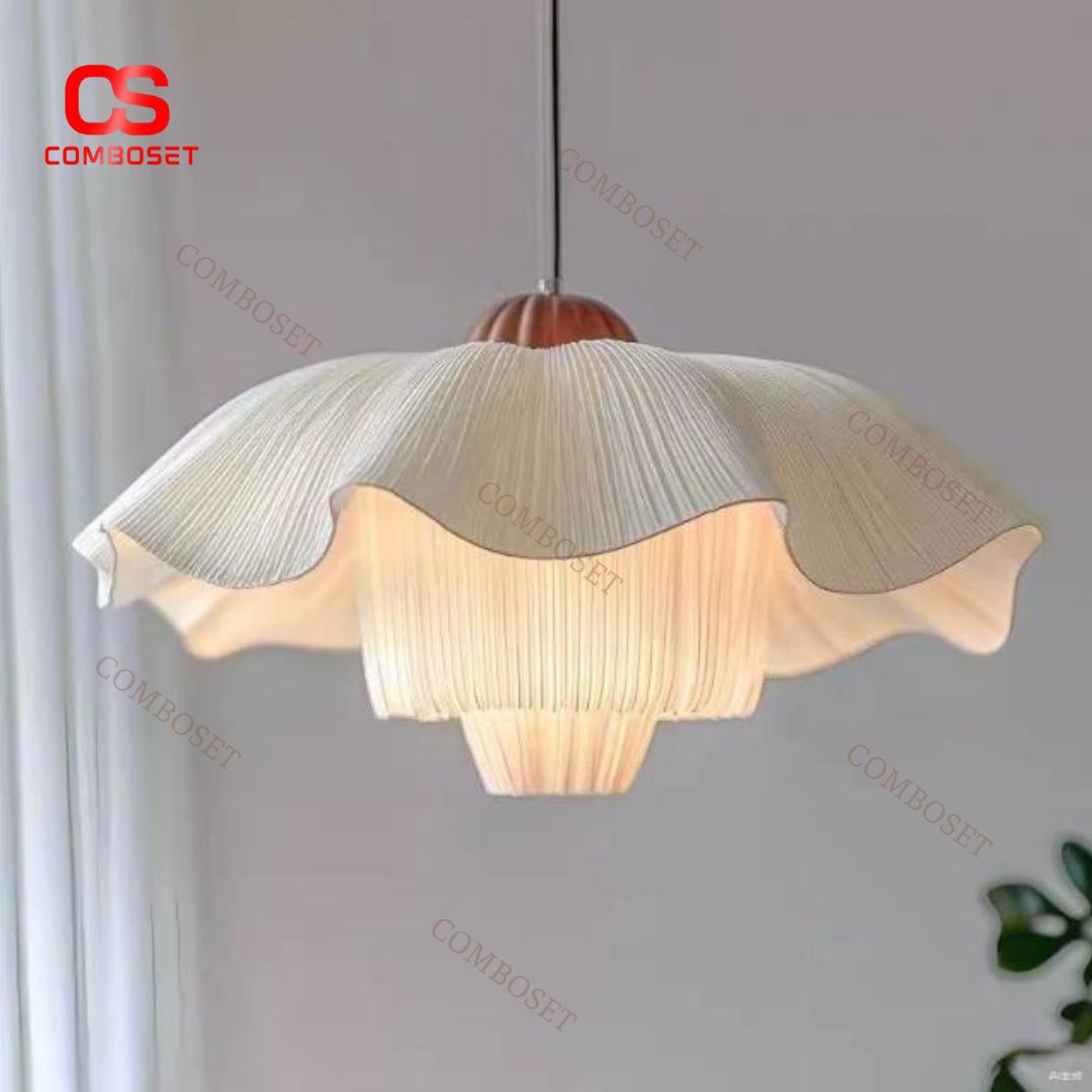 Đèn Chùm Hình Cánh Hoa Kem Lãng Mạn Kiểu Bắc Âu Decor Phòng Ngủ, Khu Vực Bếp Ấm Cúng Vintage