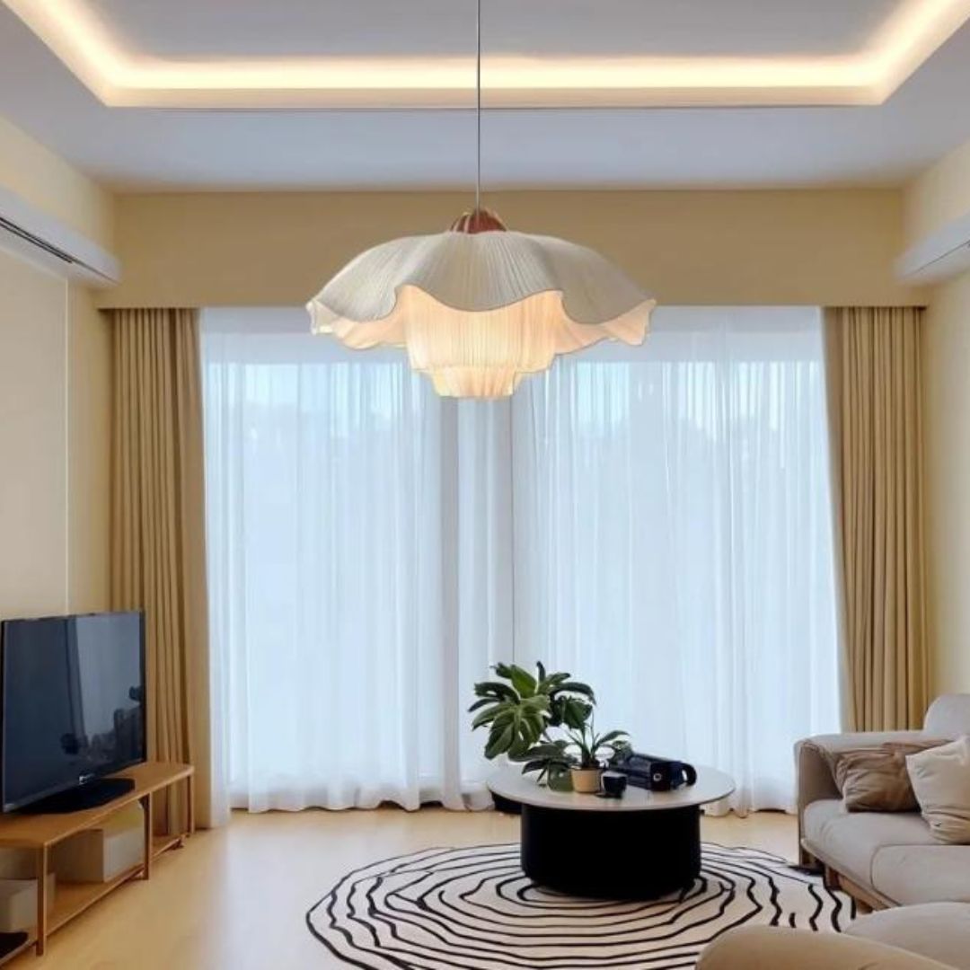 Đèn Chùm Hình Cánh Hoa Kem Lãng Mạn Kiểu Bắc Âu Decor Phòng Ngủ, Khu Vực Bếp Ấm Cúng Vintage