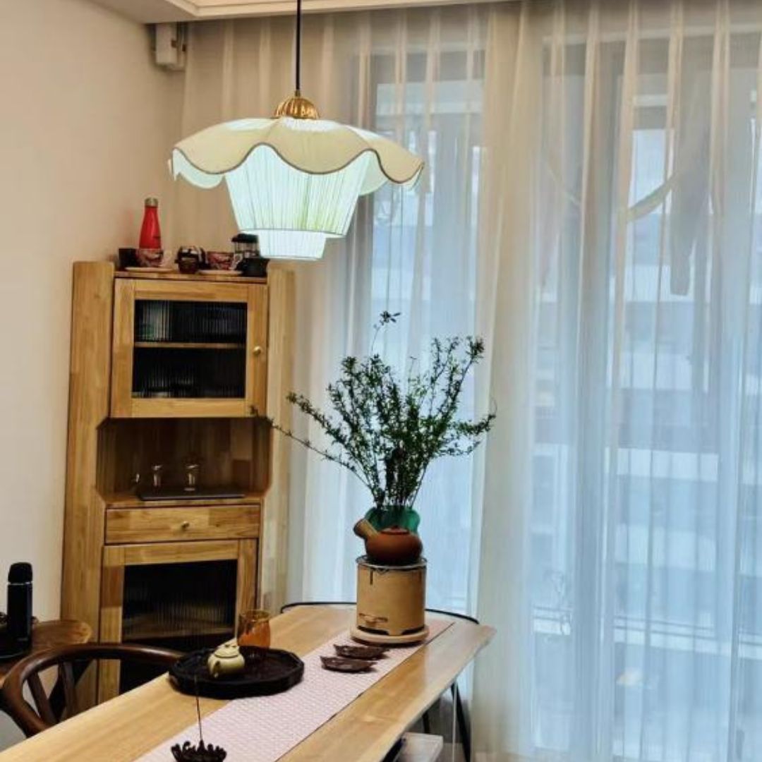 Đèn Chùm Hình Cánh Hoa Kem Lãng Mạn Kiểu Bắc Âu Decor Phòng Ngủ, Khu Vực Bếp Ấm Cúng Vintage