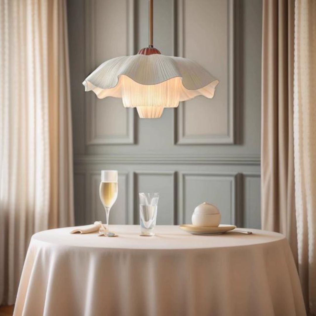 Đèn Chùm Hình Cánh Hoa Kem Lãng Mạn Kiểu Bắc Âu Decor Phòng Ngủ, Khu Vực Bếp Ấm Cúng Vintage