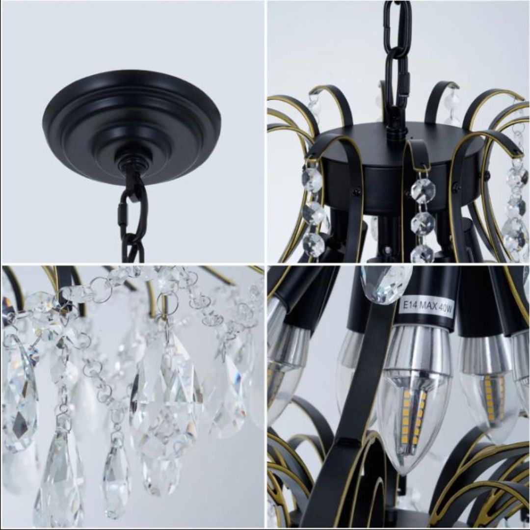 Đèn Chùm Pha Lê Châu Âu Thiết Kế Sang Trọng Cổ Điển Treo Trần Nhà, Phòng Khách, Bàn Tiệc Gia Đình