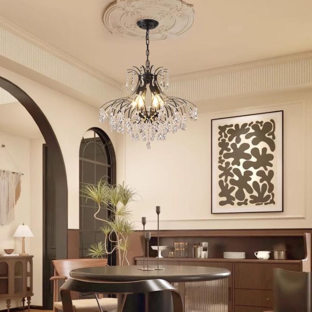 Đèn Chùm Pha Lê Châu Âu Thiết Kế Sang Trọng Cổ Điển Treo Trần Nhà, Phòng Khách, Bàn Tiệc Gia Đình