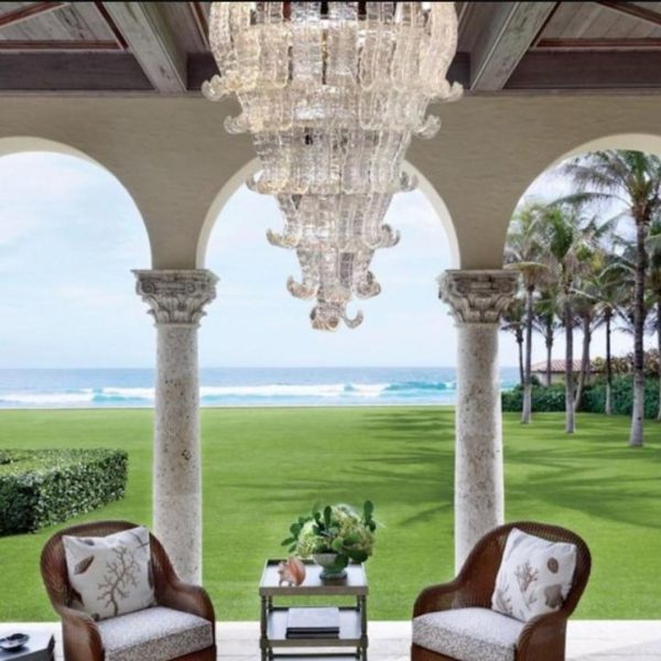 Đèn Chùm Thuỷ Tinh Trong Suốt Sang Trọng Phong Cách Châu Âu Decor Biệt Thự, Căn Hộ Trần Cao