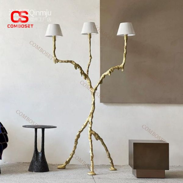 Đèn Sàn Cây 3 Nhánh Uốn Lượn Nghệ Thuật Trừu Tượng Phá Cách Cho Studio, Penthouse, Showroom