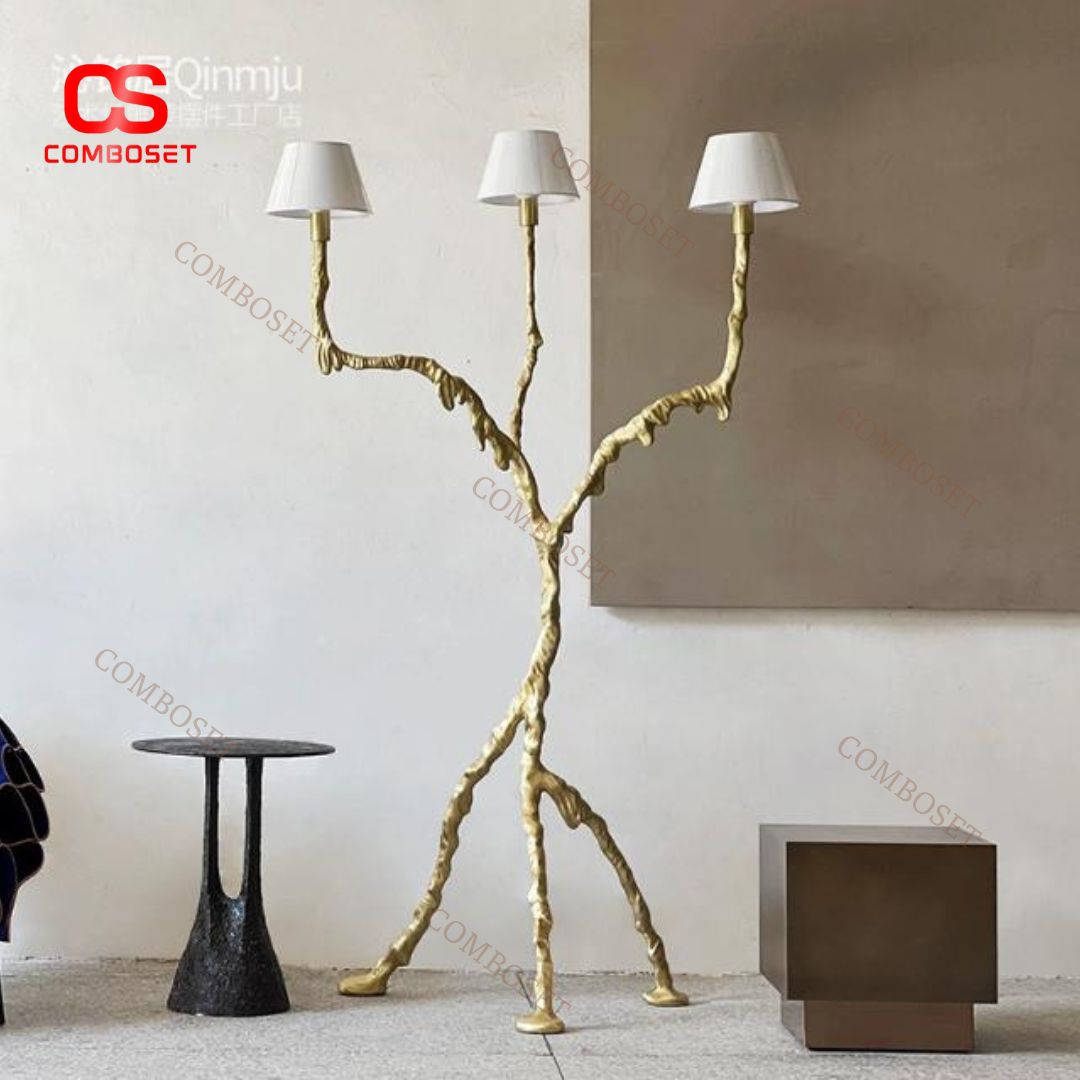 Đèn Sàn Cây 3 Nhánh Uốn Lượn Nghệ Thuật Trừu Tượng Phá Cách Cho Studio, Penthouse, Showroom