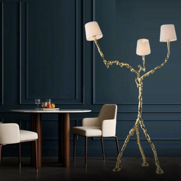 Đèn Sàn Cây 3 Nhánh Uốn Lượn Nghệ Thuật Trừu Tượng Phá Cách Cho Studio, Penthouse, Showroom