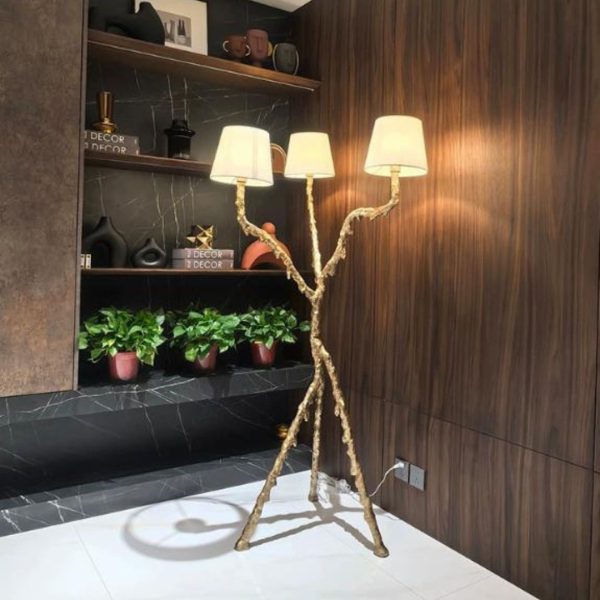 Đèn Sàn Cây 3 Nhánh Uốn Lượn Nghệ Thuật Trừu Tượng Phá Cách Cho Studio, Penthouse, Showroom