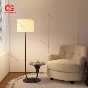 Đèn Sàn Kèm Bàn Gỗ Phụ Nhỏ Xinh Phong Cách Cổ Điển, 3 Chế Độ Sáng Cho Phòng Học, Làm Việc, Phòng Ngủ Ấm Cúng