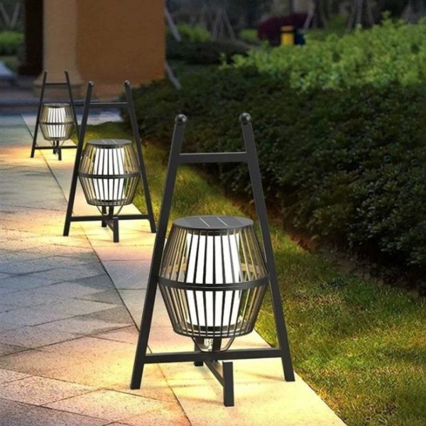 Đèn Sàn Lồng Kim Loại Năng Lượng Mặt Trời, Có Quai Xách, Chống Thấm Nước, Trang Trí Sân Vườn, Tiệc BBQ