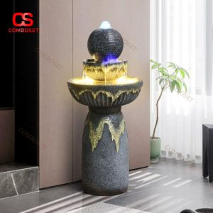 Đèn Sàn Thác Nước Cổ Điển Chảy Tuần Hoàn Decor Văn Phòng, Phòng Khách Phong Thuỷ, Lọc Không Khí Thịnh Vượng