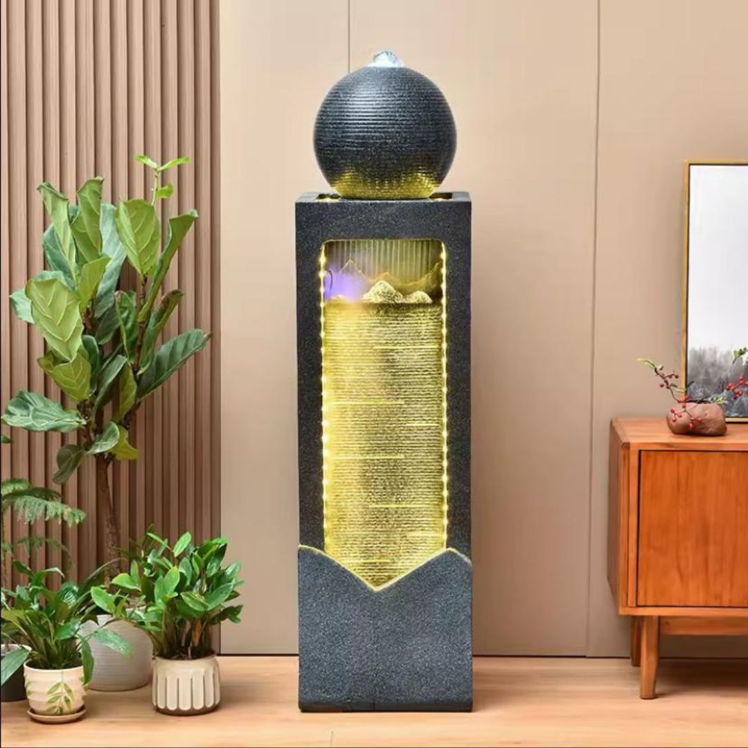 Đèn Sàn Thác Nước Cổ Điển Chảy Tuần Hoàn Decor Văn Phòng, Phòng Khách Phong Thuỷ, Lọc Không Khí Thịnh Vượng