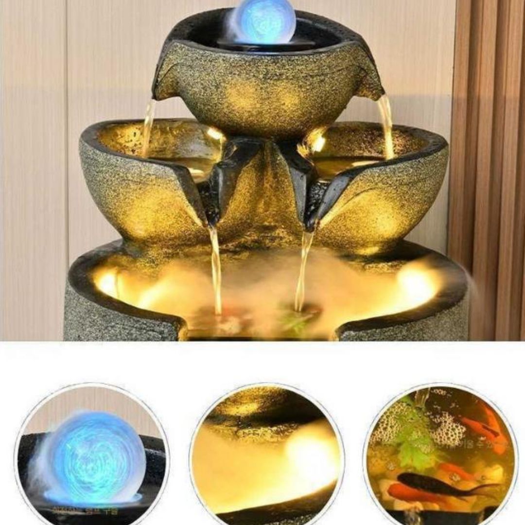 Đèn Sàn Thác Nước Cổ Điển Chảy Tuần Hoàn Decor Văn Phòng, Phòng Khách Phong Thuỷ, Lọc Không Khí Thịnh Vượng