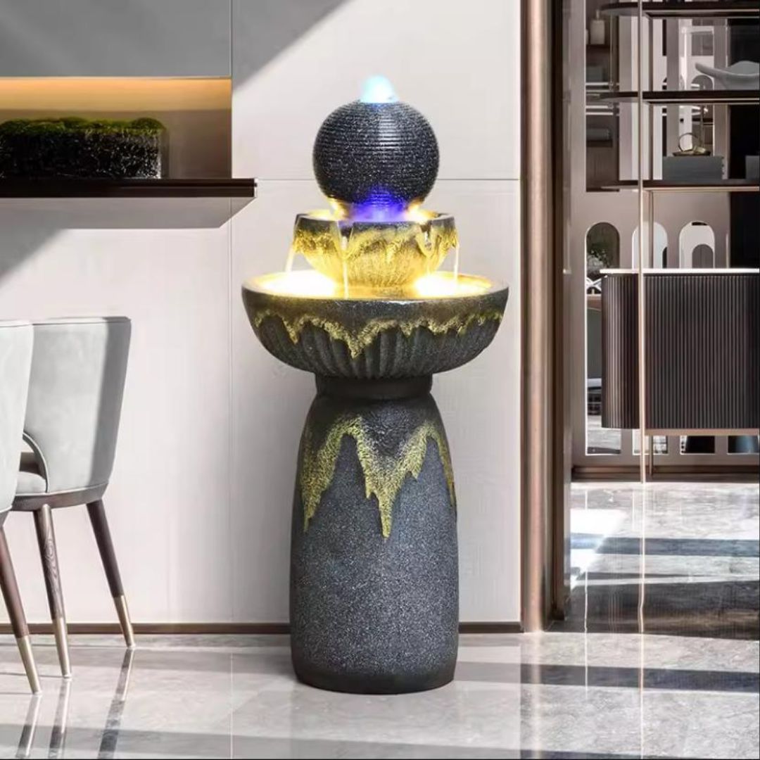 Đèn Sàn Thác Nước Cổ Điển Chảy Tuần Hoàn Decor Văn Phòng, Phòng Khách Phong Thuỷ, Lọc Không Khí Thịnh Vượng