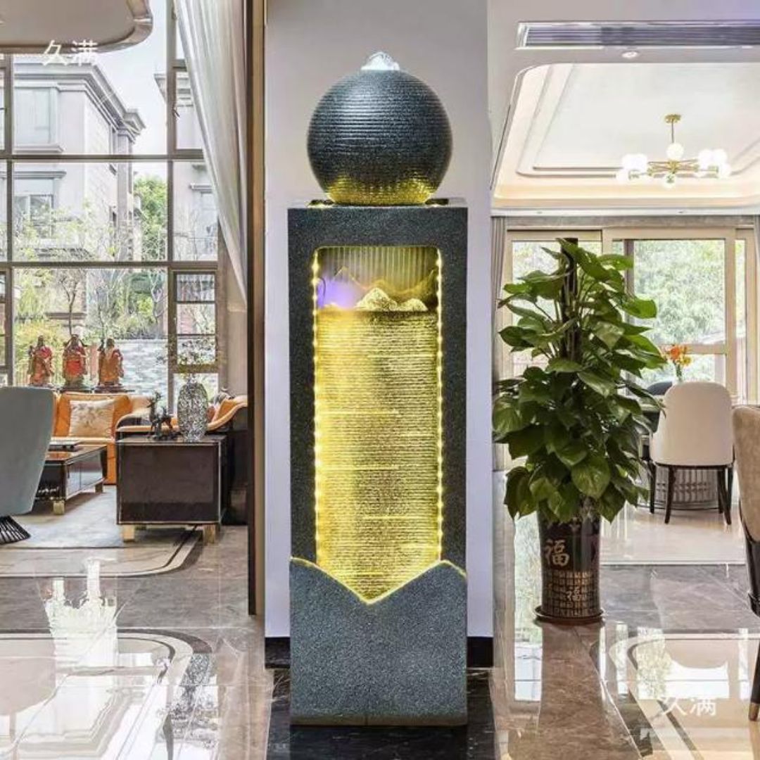 Đèn Sàn Thác Nước Cổ Điển Chảy Tuần Hoàn Decor Văn Phòng, Phòng Khách Phong Thuỷ, Lọc Không Khí Thịnh Vượng