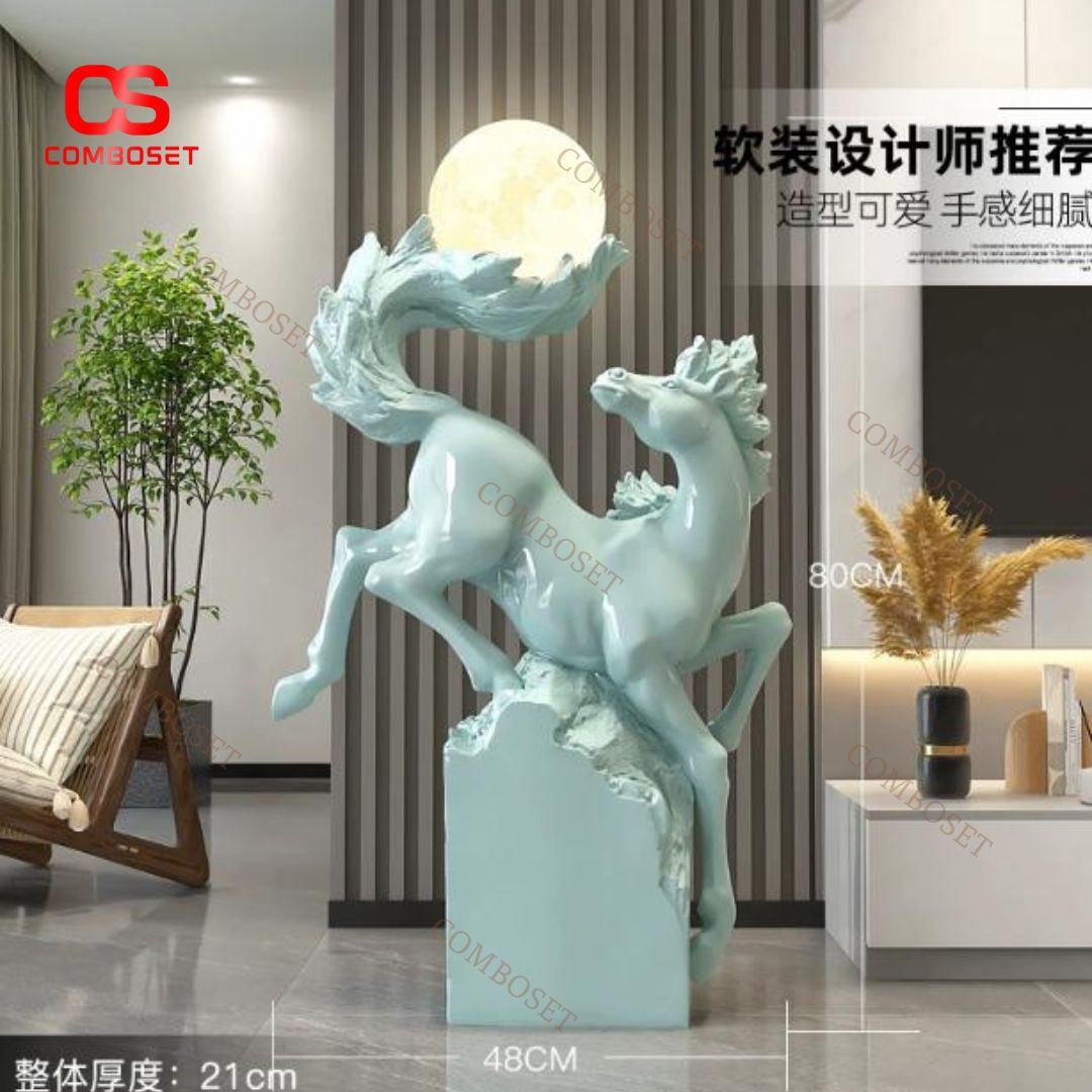 Đèn Sàn Tượng Ngựa Lớn Phong Thuỷ Trang Trí Phòng Khách, Văn Phòng Công Ty, Hiện Đại