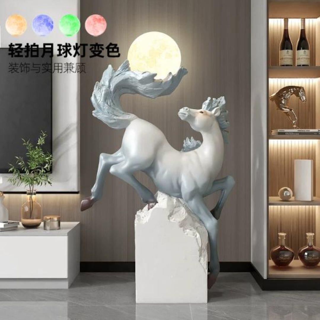 Đèn Sàn Tượng Ngựa Lớn Phong Thuỷ Trang Trí Phòng Khách, Văn Phòng Công Ty, Hiện Đại