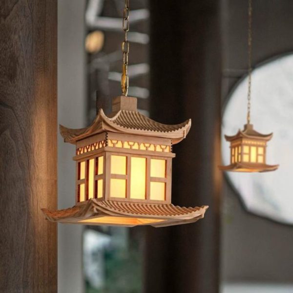 Đèn Thả Công Trình Kiến Trúc Nhà Gỗ Cổ Điển, Phong Cách Trung Hoa Thiết Kế 3D Cho Phòng Trà