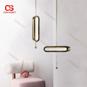 Đèn Thả Đơn Lẻ Sắt Mạ Vàng Thiết Kế Tối Giản Hiện Đại Trang Trí Quầy Bếp, Khu Vực Bàn Ăn Gia Đình