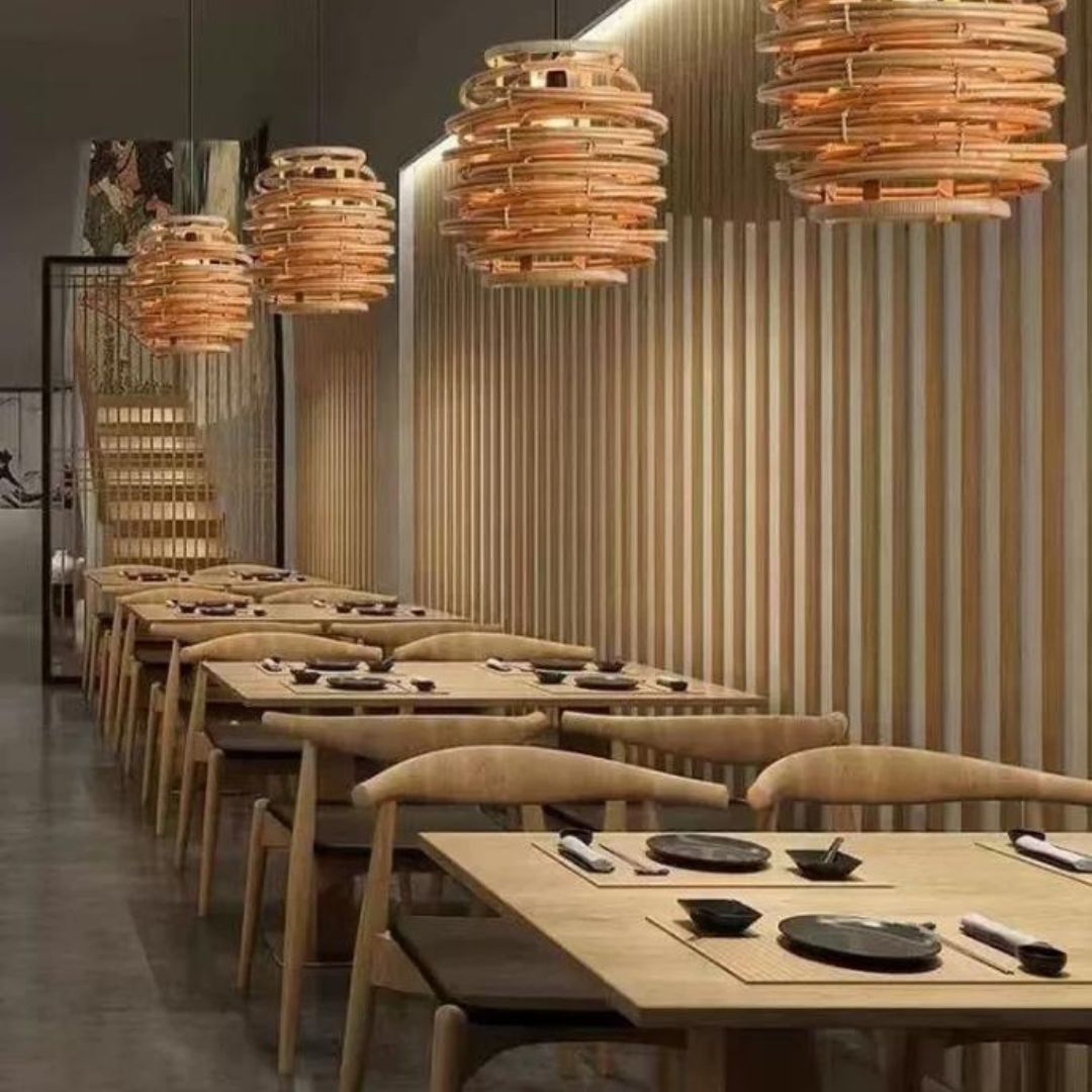 Đèn Thả Mây Tre Đan Thủ Công Phong Cách Mộc Mạc Thiên Nhiên Decor Quán Cafe, Nhà Hàng Cổ Điển