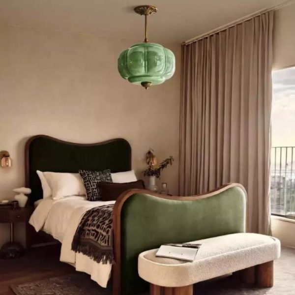 Đèn Thả Thuỷ Tinh Hình Bí Ngô Cổ Điển Decor Không Gian Phòng Khách Retro, Homestay, Bàn Ăn