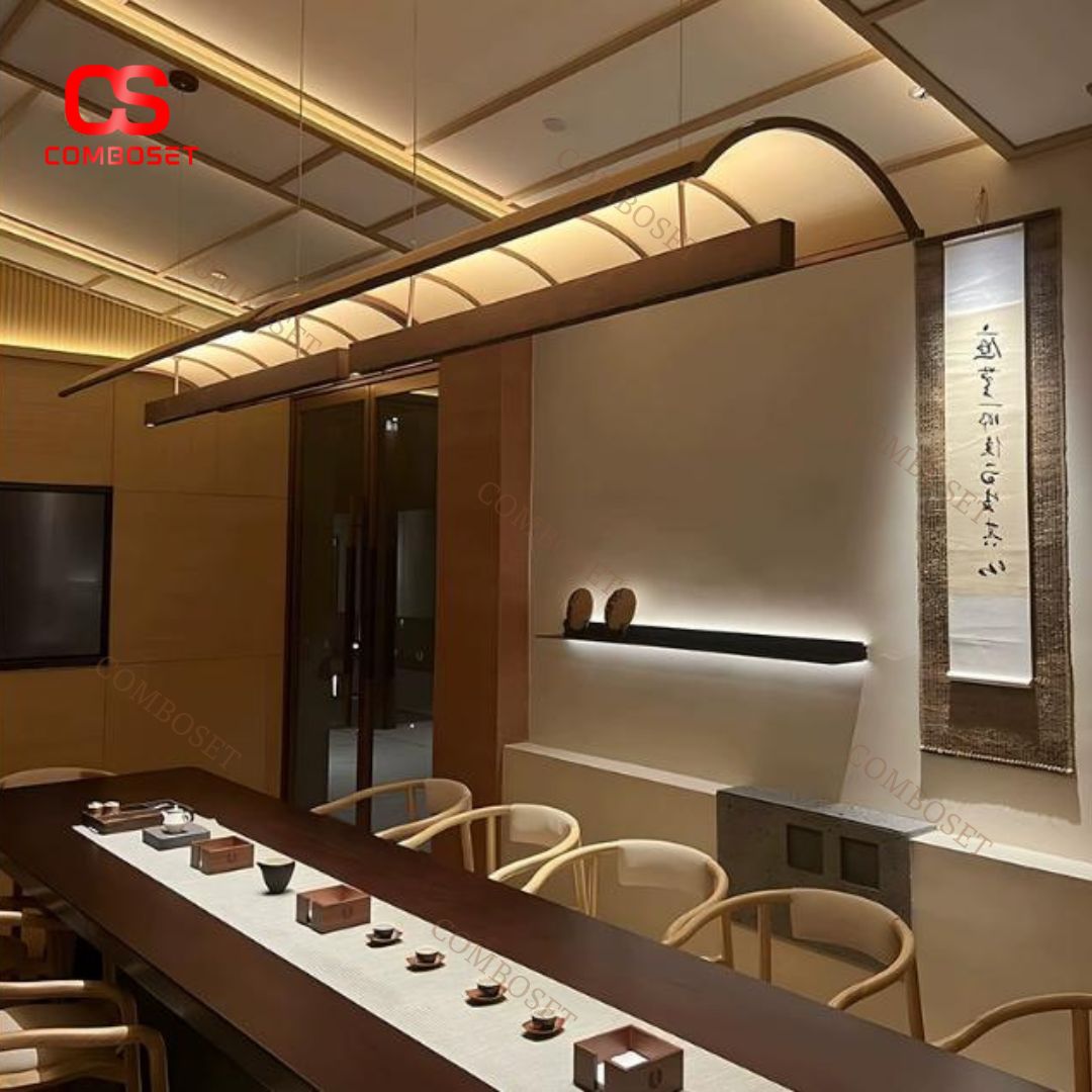 Đèn Thả Trần Gỗ Tối Giản Kiểu Nhật Không Gian Thiền Tịnh Decor Quán Trà, Nhà Hàng Sang Trọng