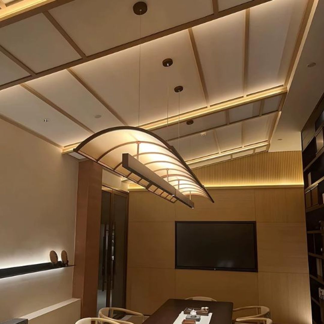 Đèn Thả Trần Gỗ Tối Giản Kiểu Nhật Không Gian Thiền Tịnh Decor Quán Trà, Nhà Hàng Sang Trọng