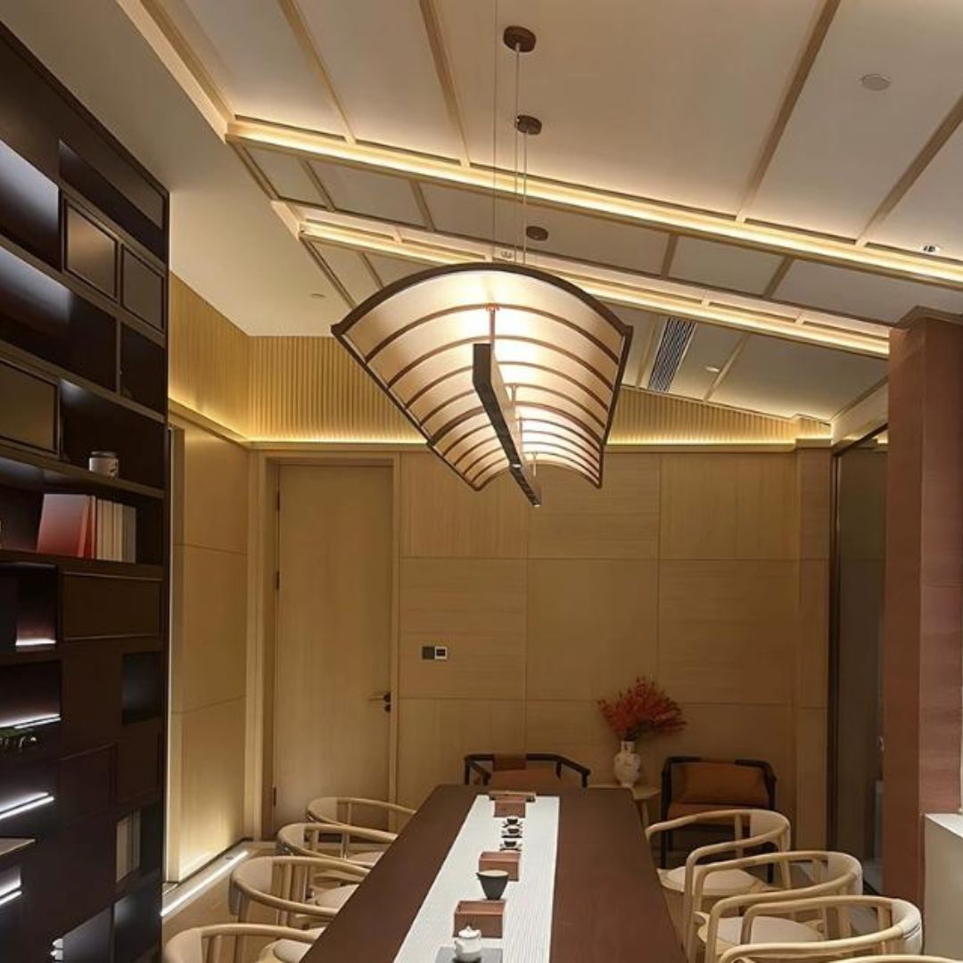 Đèn Thả Trần Gỗ Tối Giản Kiểu Nhật Không Gian Thiền Tịnh Decor Quán Trà, Nhà Hàng Sang Trọng