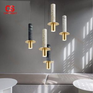 Đèn Thả Trần Ống Đá Marble Phối Kim Loại Mạ Vàng Cao Cấp Tôn Vinh Không Gian Nội Thất Hiện Đại Đẳng Cấp
