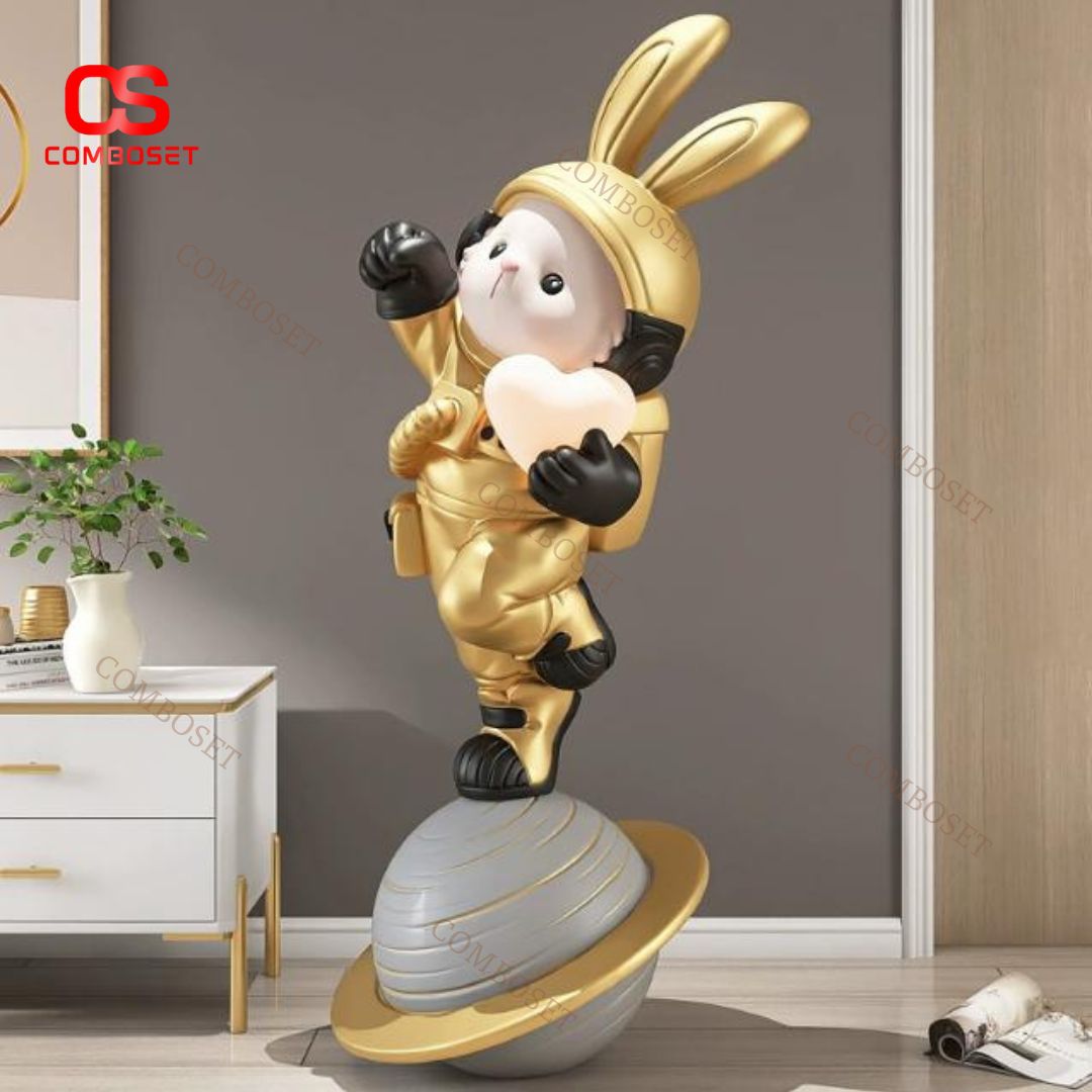 Đèn Thỏ Phi Hành Gia Trái Tim Phát Sáng Decor Dễ Thương Cho Phòng Bé Gái, Quà Tặng Ý Nghĩa Cho Bé Yêu