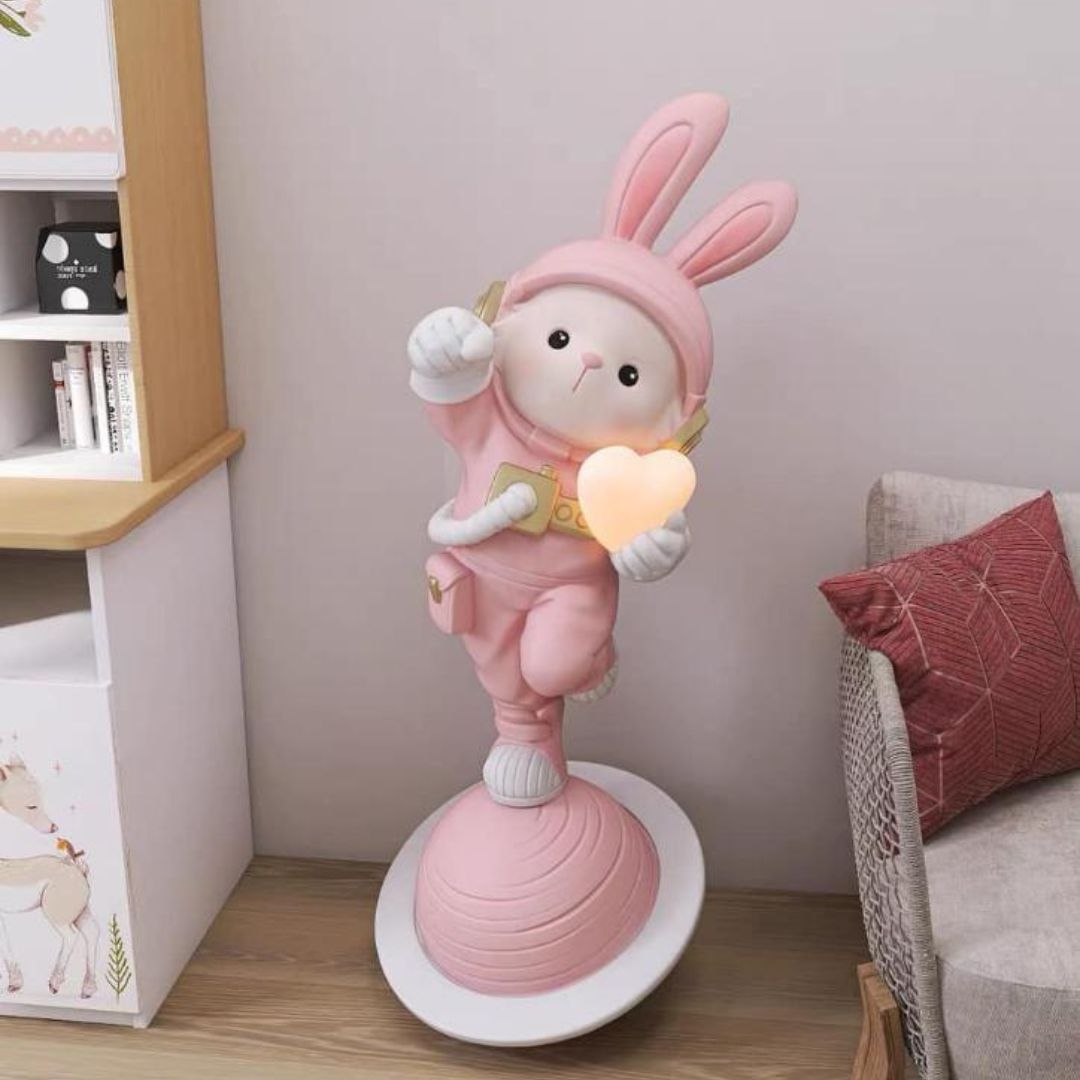 Đèn Thỏ Phi Hành Gia Trái Tim Phát Sáng Decor Dễ Thương Cho Phòng Bé Gái, Quà Tặng Ý Nghĩa Cho Bé Yêu